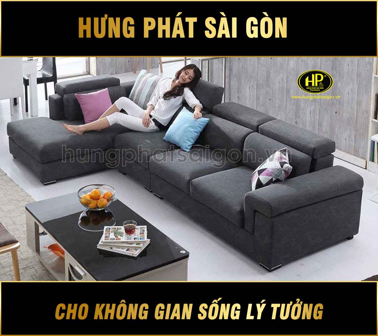 Sofa góc vải đẹp hiện đại H-277
