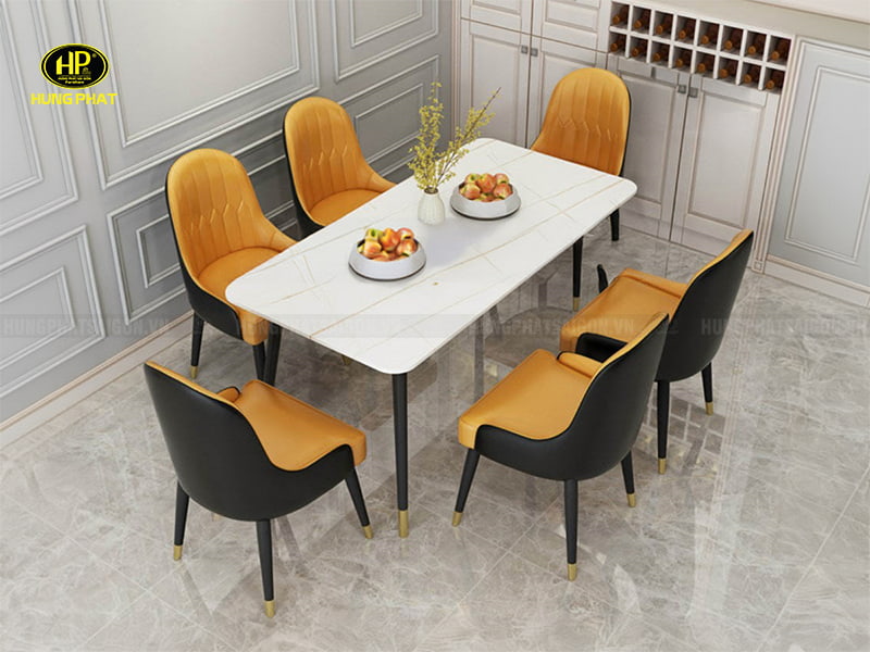 Bộ Bàn Ăn 6 Ghế Mặt Đá Cao Cấp BA-111