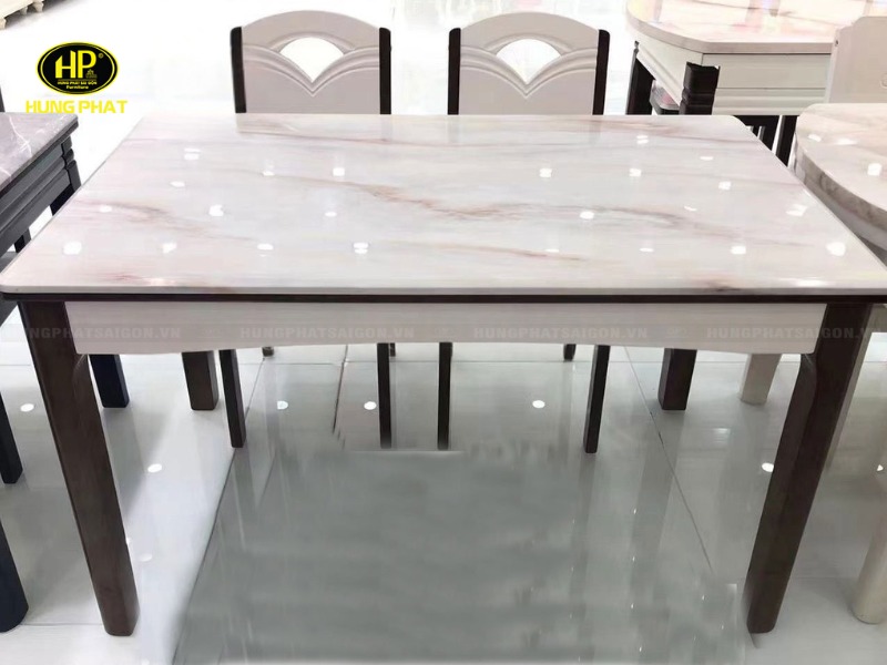 Bộ Bàn Ăn Mặt Đá Chân Gỗ Đơn Giản BA-C08