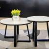 Bàn Sofa Đôi Mặt Đá Tròn Trắng Tự Nhiên BS-44