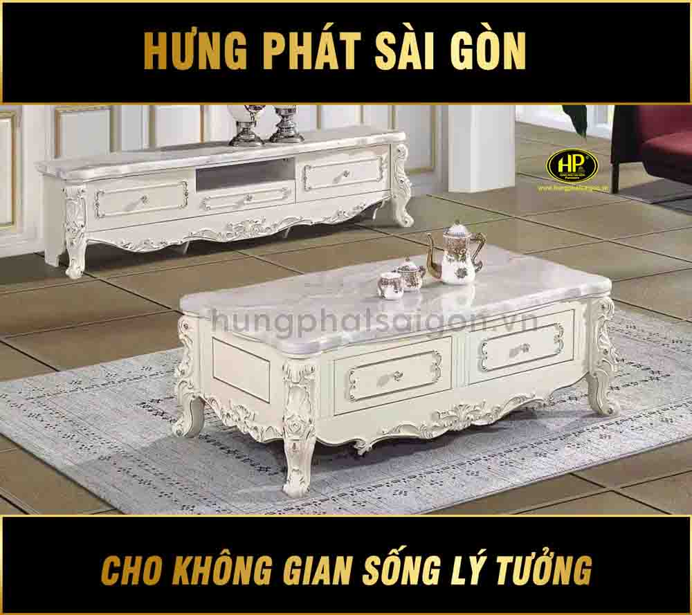 Bàn Trà Mặt Đá Khung Gỗ Cao Cấp MT-106-14