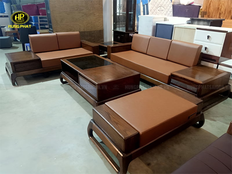 Bộ Sofa Gỗ Sồi Cao Cấp HS-17