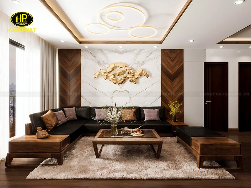 Ghế Sofa Gỗ Sồi Góc L Cao Cấp HS-40