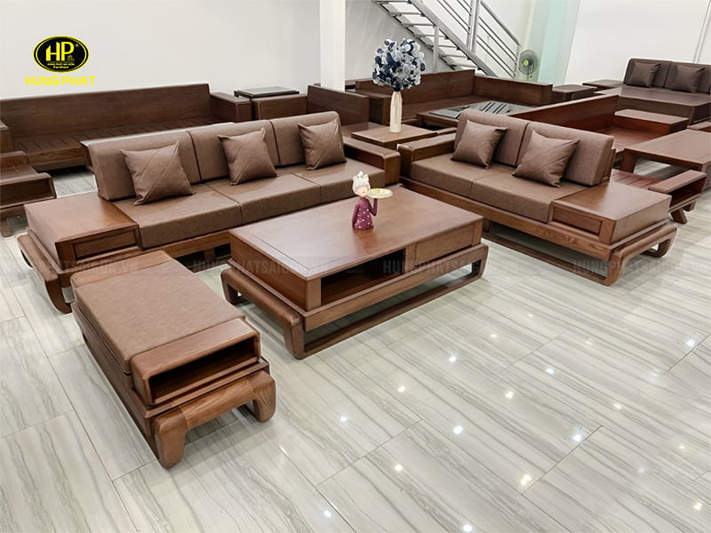 Bộ Sofa Phòng Khách Gỗ Sồi Nhập Khẩu HS-54