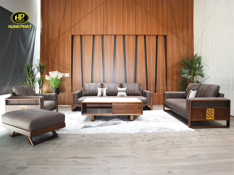 Bộ Sofa Gỗ Sồi Phòng Khách HS-883C