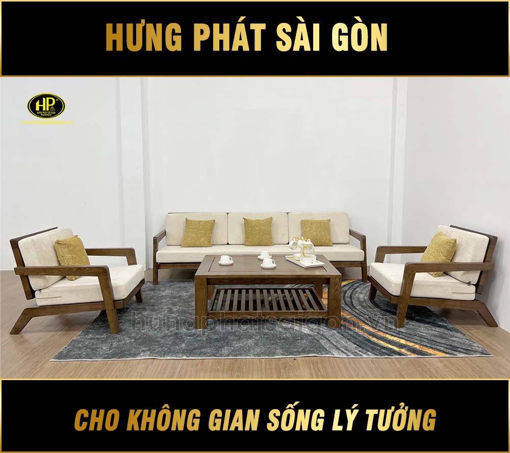 Bộ Ghế Sofa Gỗ Sồi Nhập Khẩu Hiện Đại HS-50