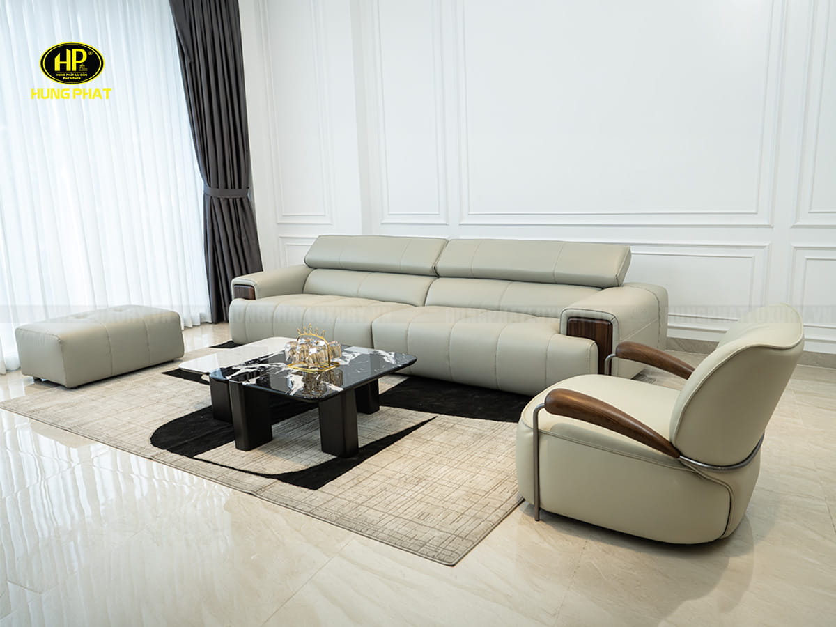 ghế sofa da bò day 2.0 cho phòng khách hiện đại dôm 2322