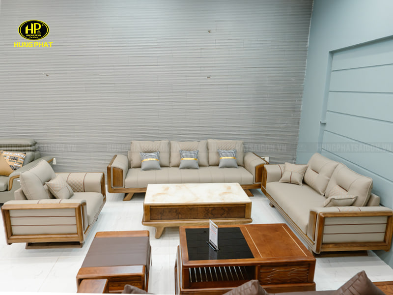 Bộ Sofa Gỗ Sồi Phòng Khách HS-888C