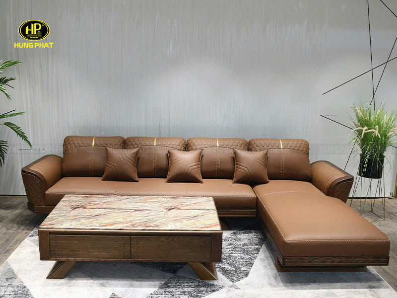 Sofa Gỗ Sồi Nga Góc L Cao Cấp HS-890