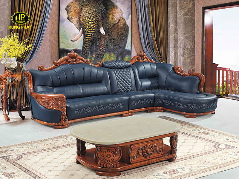 Sofa Tân Cổ Điển Da Bò Tót Tây Ban Nha Cao Cấp B-17