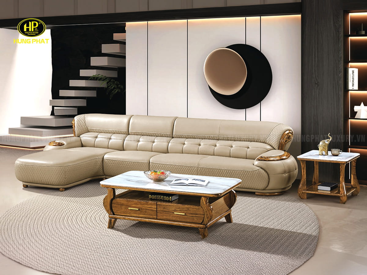 ghế sofa viền gỗ mun tự nhiên góc l hiện đại wj-273