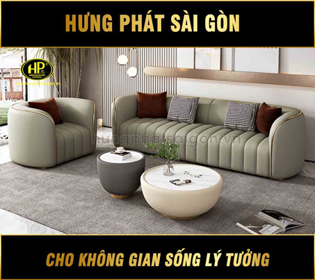 Sofa Băng Da Tay Viền Mạ Vàng H-57