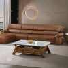 sofa da bò tiếp xúc viền gỗ mun d217