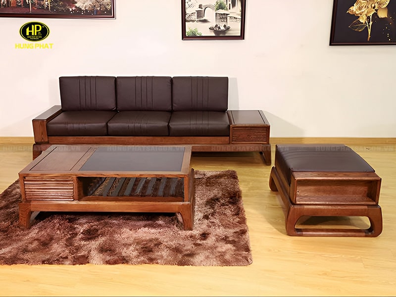 Bộ ghế sofa gỗ cho phòng khách nhỏ sang trọng HS-23A
