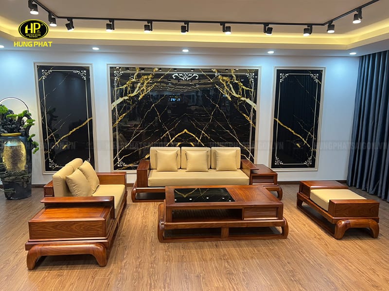 Sofa Gỗ Hương Vàng Cao Cấp HH-46V