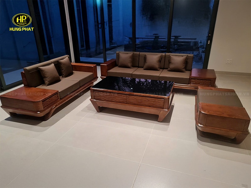 Sofa Gỗ Sồi Nhập Khẩu Hiện Đại HS-45