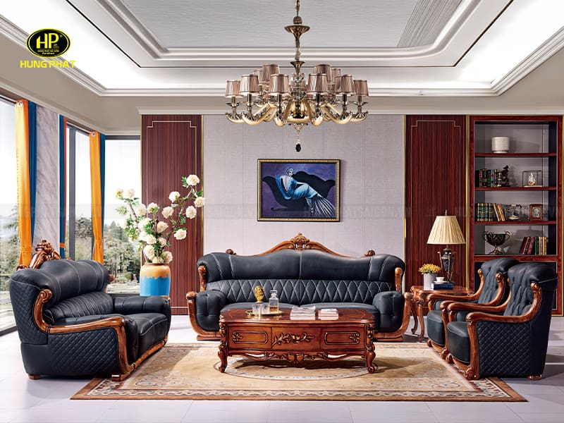Ghế Sofa Gỗ Mun Tân Cổ Điển Phòng Khách B05
